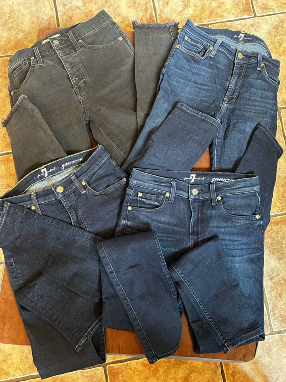 Women’s Dark Blue & Charcoal Jeans - 4-Pack by SEVEN & MADEWELL Sz 27